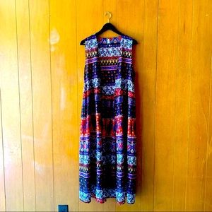 Maxi Boho Chic Flowy Chiffon Kimono Small